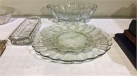 Glass lot, deviled egg tray, serving tray, floral