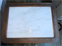WOODEN MARBLE TOP TABLE