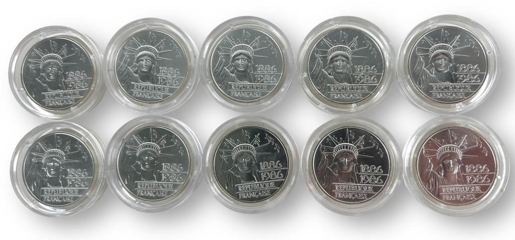 (10) French Silver 100 Francs Coins