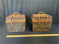 pair of lidded baskets