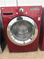 LG red steam front load washer