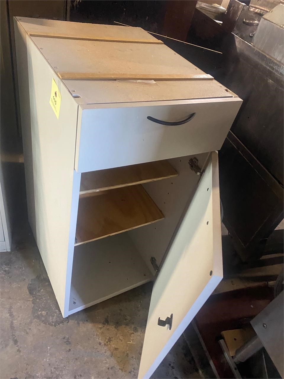 grey office type counter cabinet