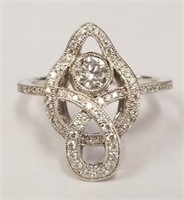 Platinum custom made ladies diamond ring sz 6.25