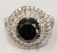 14K Custom made Black & White Diamond ring sz 6.75