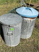 (2) Metal Trash Cans