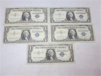 (5) 1957 $1 Silver Certificates C