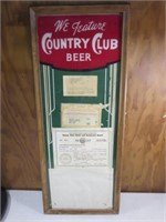 ~ Vintage M.K. Goetz Country Club Beer Sign With