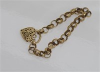 Vintage 9ct gold bracelet with heart lock