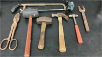Saw, Cutters, Sludge Hammer, Claw Hammer Etc