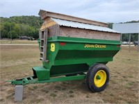 John Deere feed wagon; hitch is bent