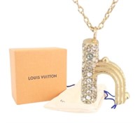 Louis Vuitton Rhinestone H Initial Necklace