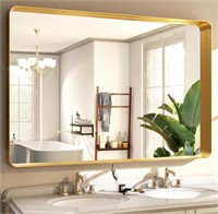 Guwet 32 x 40 Inch Gold Bathroom Mirror