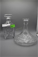 Two crystal decanters - Severe with stopper &