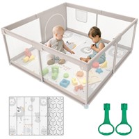 ZEEBABA Baby Playpen with Mat  47x47inch Grey