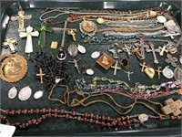 Tray of Religious Jewelry.