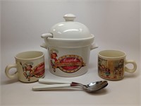 Vintage Campbell's Crock, Mugs, and Spoons