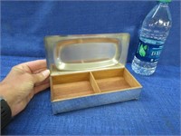 vintage oneida silver plated teak lined box