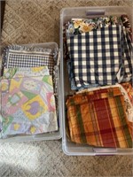 2 Contents of 2 Drawers & 2 Totes -Table Cloths,