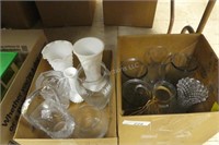 2 boxes miscellaneous glass vases