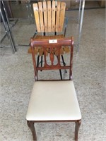 Wood swivel barstool & Wood chair