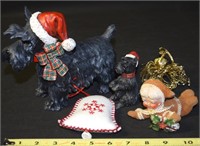 (5) Holiday/Christmas Decor pcs w/ Dogs & Vtg