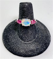 Sterling Opal/Ruby Ring 3 Grams Size 6.5