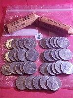 2 Rolls 1976 Quarter & 35 Pcs 1976 Half Dollar