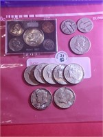 $5.25 Face 90% Silver & 1964 Dime Nickel Cent