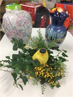 2 vases (13” & 11”) and one bird decoration