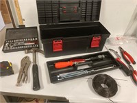 Tool box (plastic) with tools.