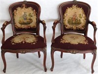 PAIR OF CUSTOM FRENCH STYLE OPEN ARM CHAIRS W/
