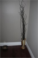 Marble vase with decorative branches, vase is