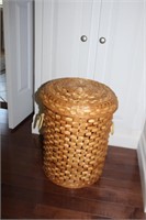 Woven laundry hamper with lid, 12.5 X 18"H
