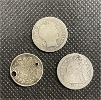 (1) 1905 Barber Dime 
(1) 1856 Seated Dime 
(1)