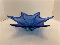 Blue Art Glass Dish