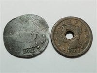 OF)  1845 and 1851 us large cents