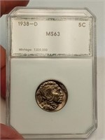 OF)  High grade 1938 D Buffalo nickel