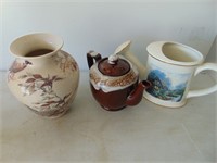 Tea Pot, Two Vases