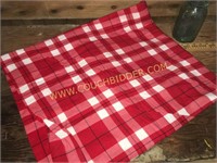 Flannel red/white plaid flat sheet NEW