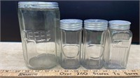 1 Large & 3 Small Glass Hoosier Containers