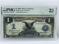 1899 SILVER CERTIFICATE $1.00 - GRADED 25 VERY