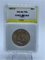 1957-D LIBERTY HALF - GRADED MS-65 FBL