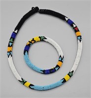 African Beaded Maasai Necklace & Bracelet