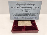 1971 10th Anniversary USA Space/Eagle Silver Bar
