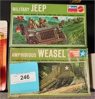 2 VINTAGE SEALED MILITARY MODELS, APC AND JEEP