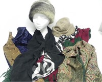 2 HATS, FELTED & KNIT, & ASSTD SCARVES