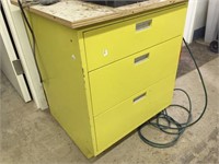 3 drawer yellow metal cabinet