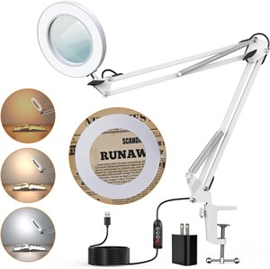 NEW $60 LED 5X Magnifying Swing Arm Lamp