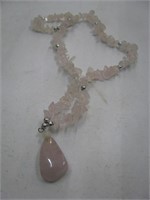Pink Puka shell and stone Necklace