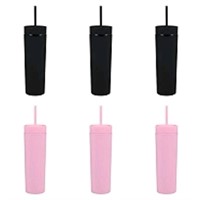 NexGenH²O 6 pack 16oz Skinny Plastic Tumbler with